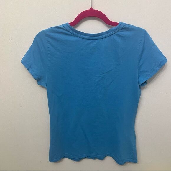 Y2K Armani Exchange Wings V-Neck Detail Women’s Top Blue - Picture 2 of 4